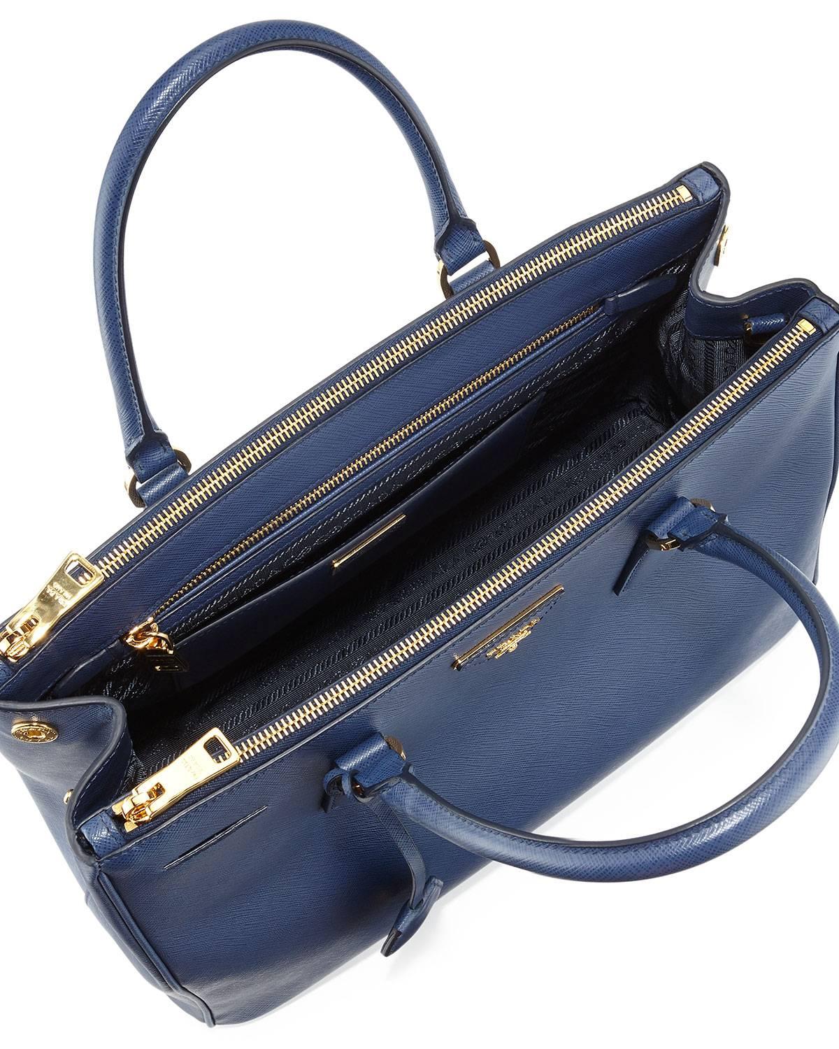 Prada Galleria Blue Saffiano Leather Tote Bag 1