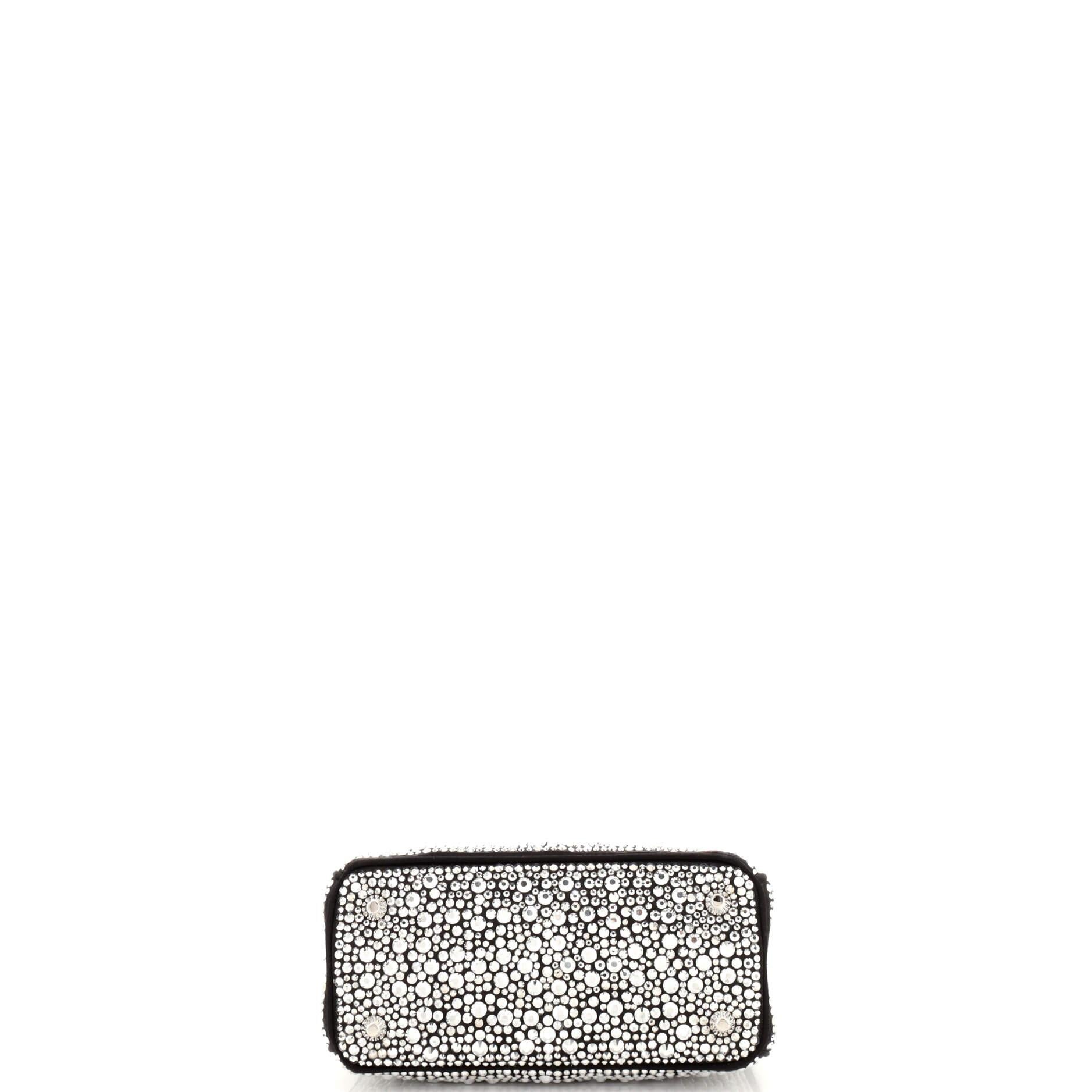 Women's Prada Galleria Double Zip Tote Crystal Embellished Satin Mini