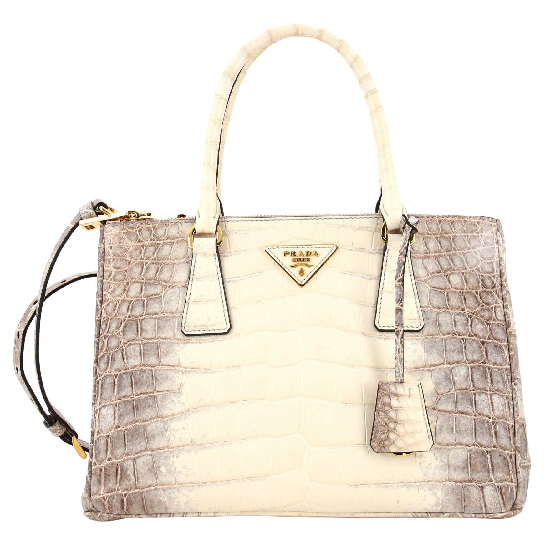 Crocodile Embossed Leather Inspired Trendy Platinum Bag Medium-30 cm / Himalaya White