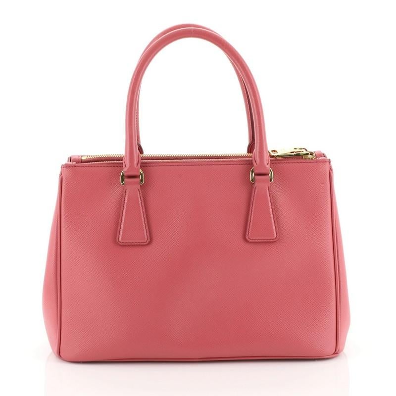 Pink Prada Galleria Double Zip Tote Saffiano Leather Medium