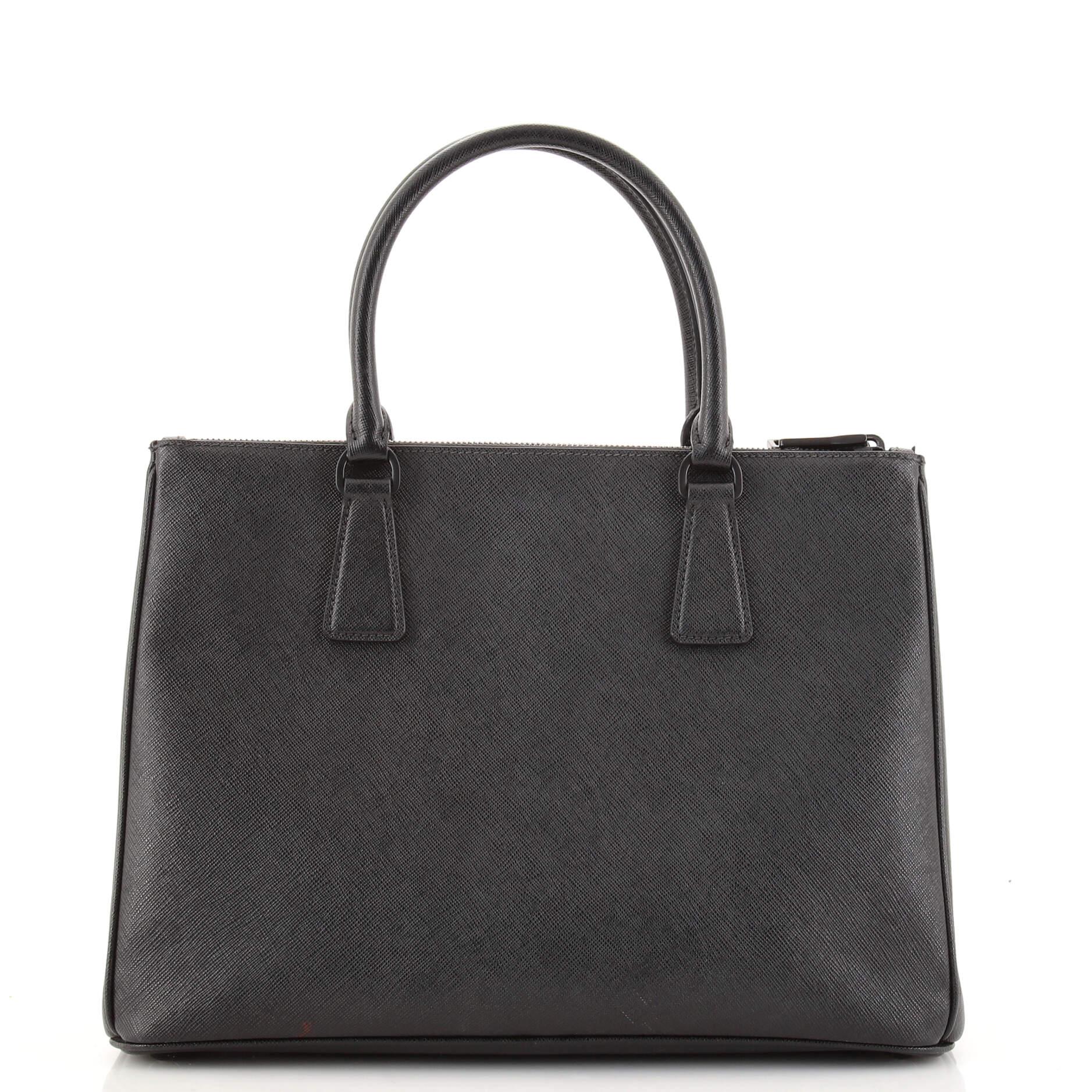 Black Prada Galleria Double Zip Tote Saffiano Leather Medium