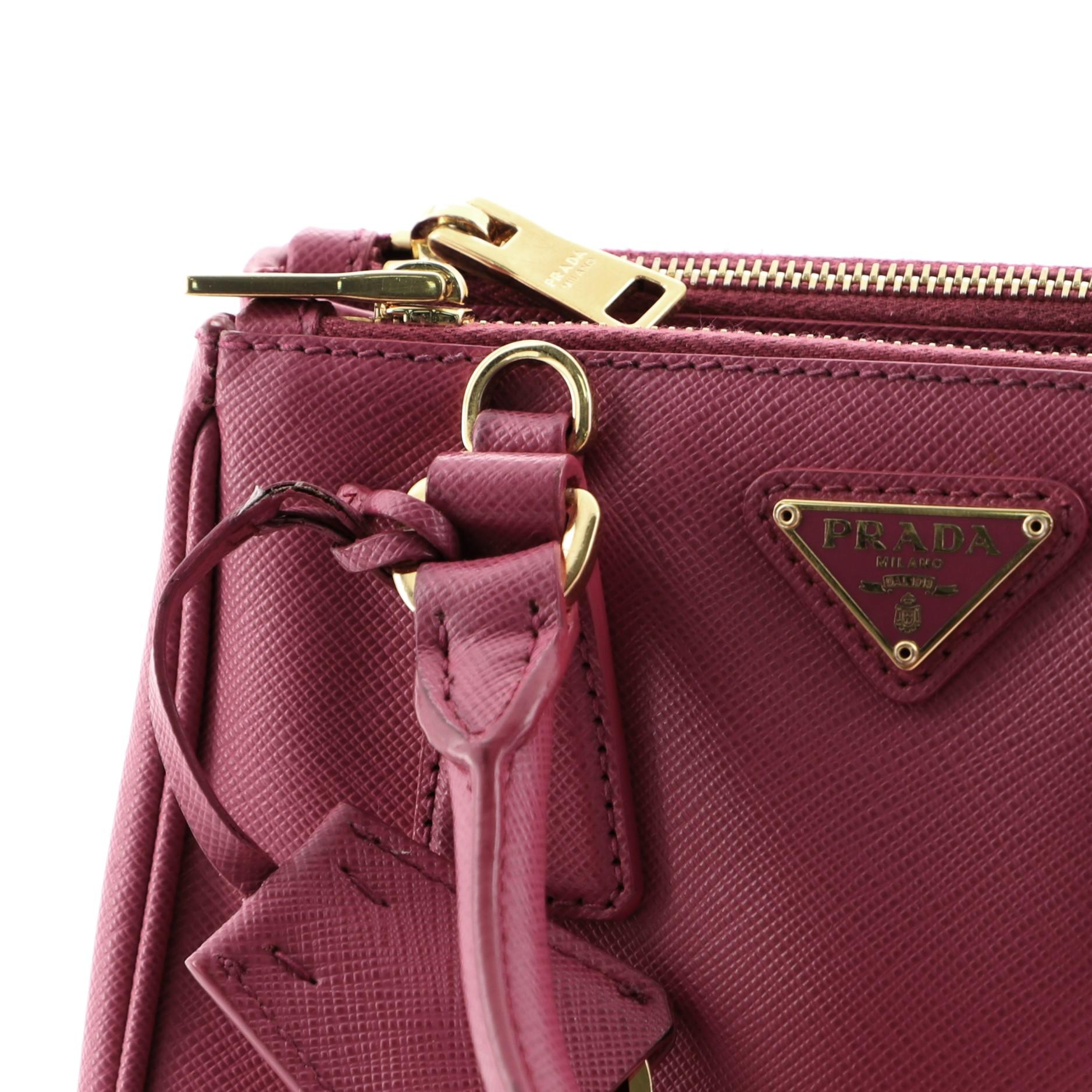 Women's Prada Galleria Double Zip Tote Saffiano Leather Mini