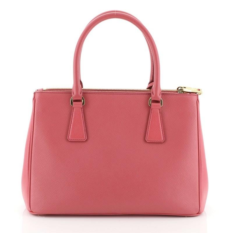Pink Prada Galleria Double Zip Tote Saffiano Leather Small