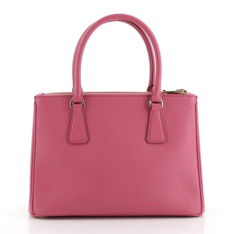 Pink Prada Galleria Double Zip Tote Saffiano Leather Small