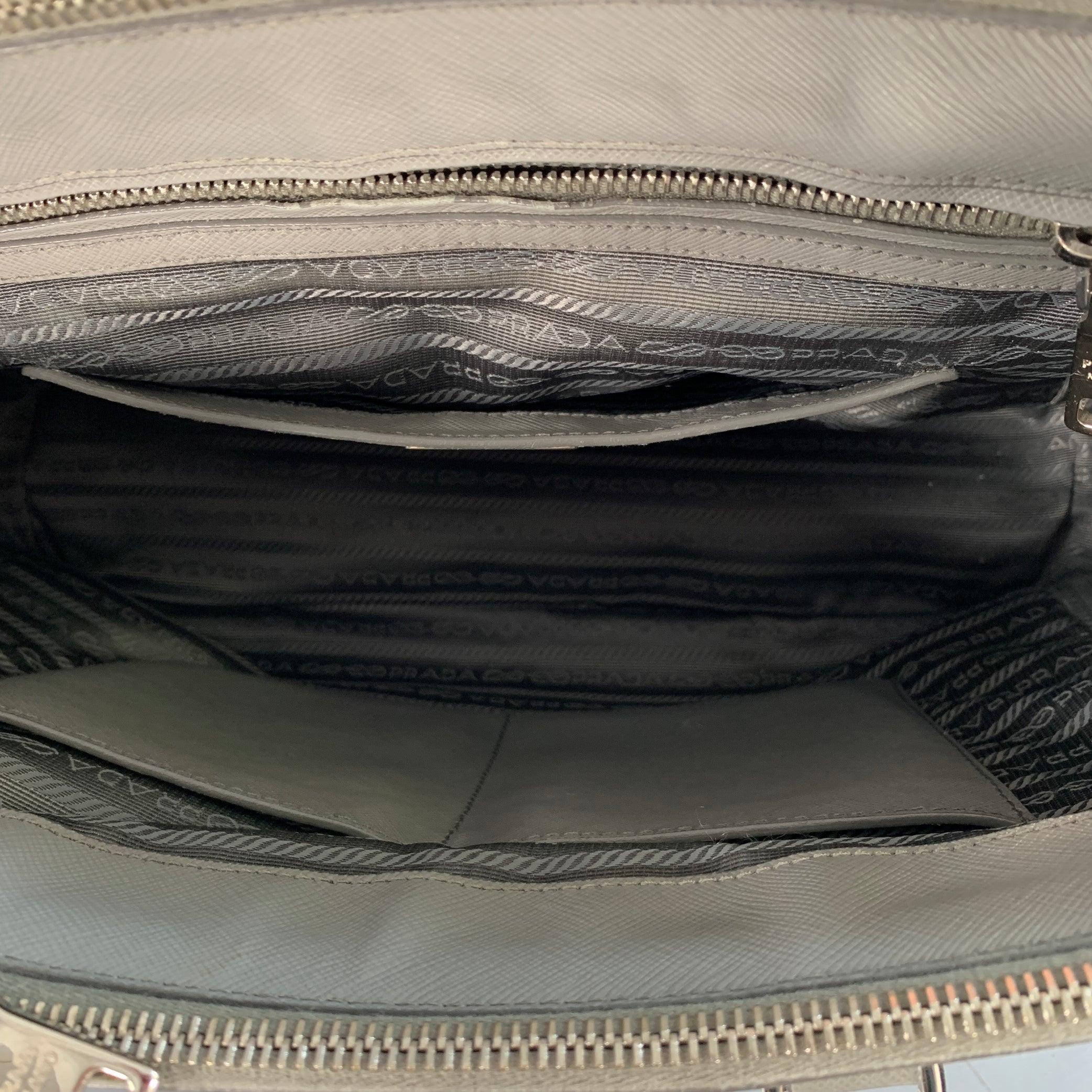 PRADA Galleria Grau Saffiano Leder Handtasche mit Griffen im Angebot 3