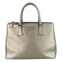 PRADA Galleria Grey Saffiano Leather Top Handles Handbag