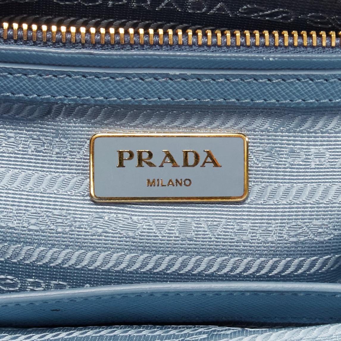 PRADA Galleria light blue saffiano leather triangle logo shoulder tote bag 6
