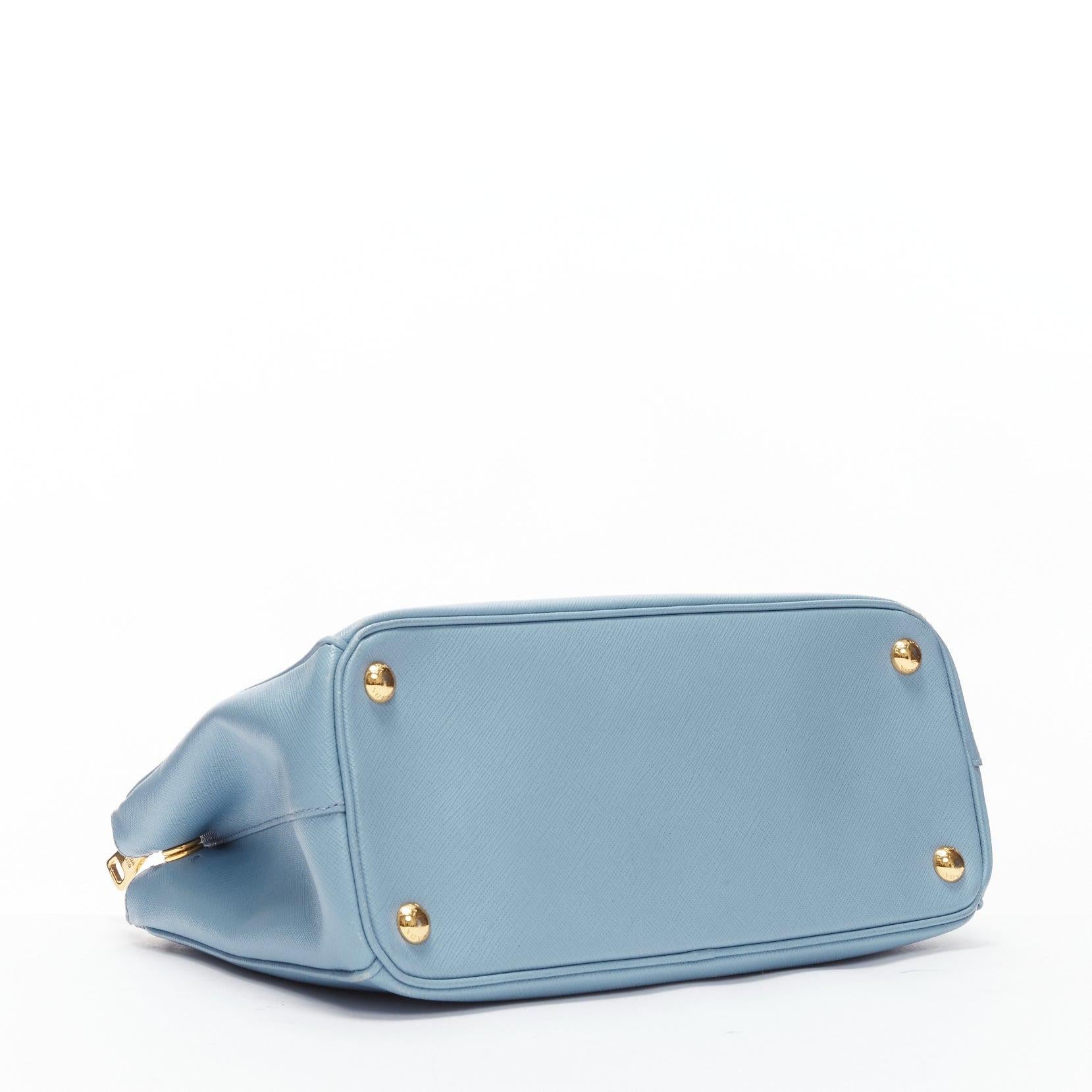 PRADA Galleria light blue saffiano leather triangle logo shoulder tote bag 2