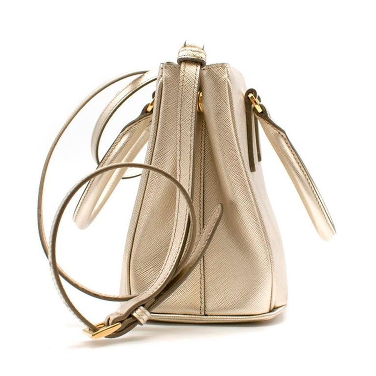 Prada Galleria Mini Saffiano Gold Tone Leather Bag - New Season mini at ...