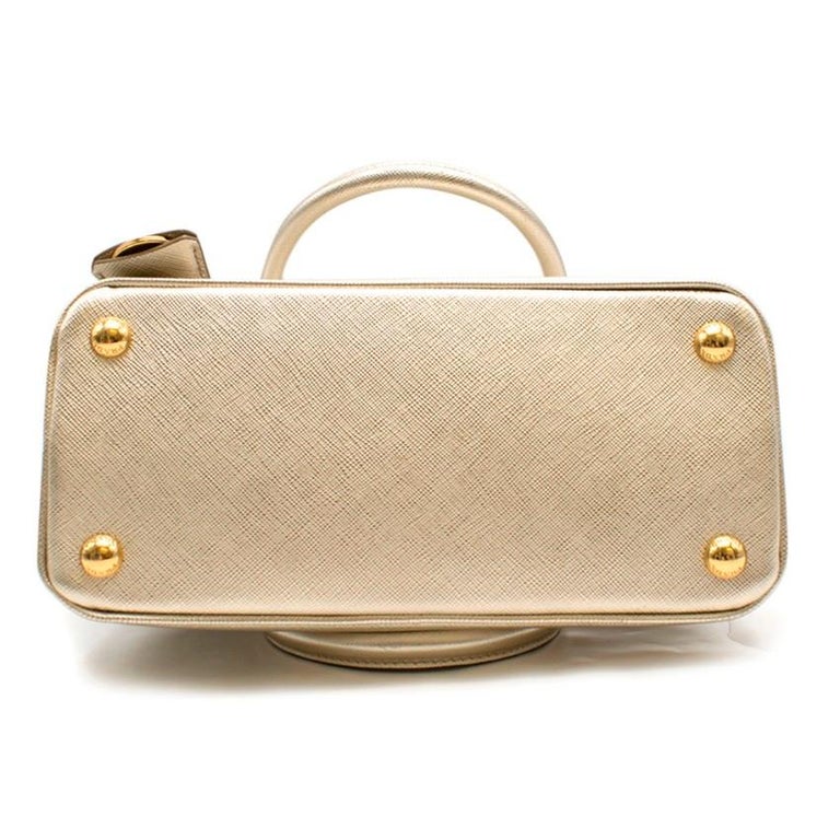 Prada Galleria Mini Saffiano Gold Tone Leather Bag - New Season mini at ...