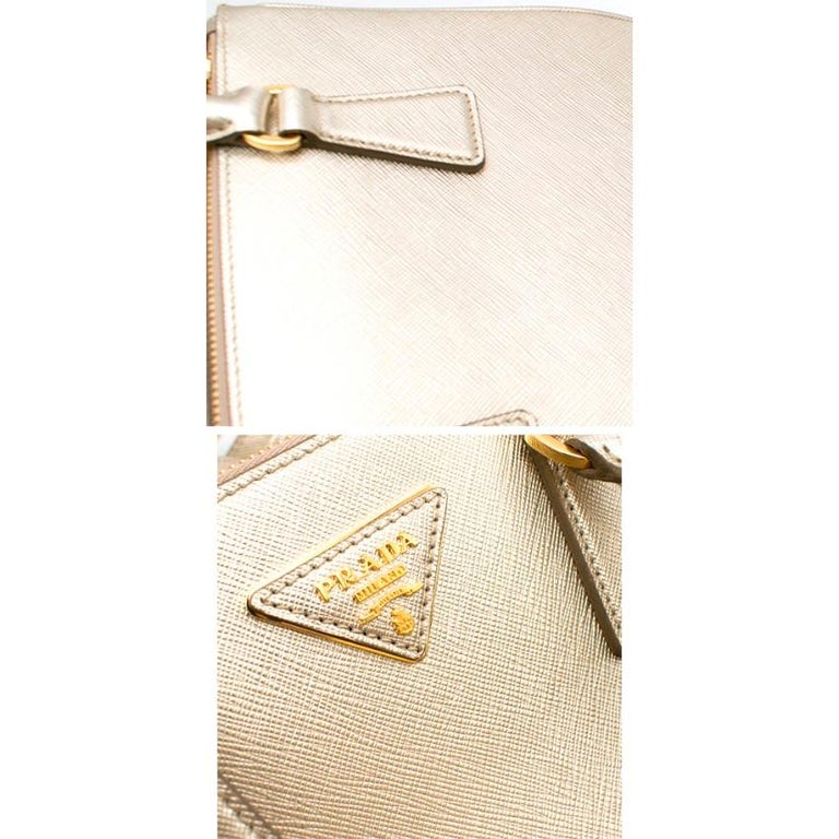 Prada Gold Saffiano Lux Leather Galleria Mini Bag at 1stDibs