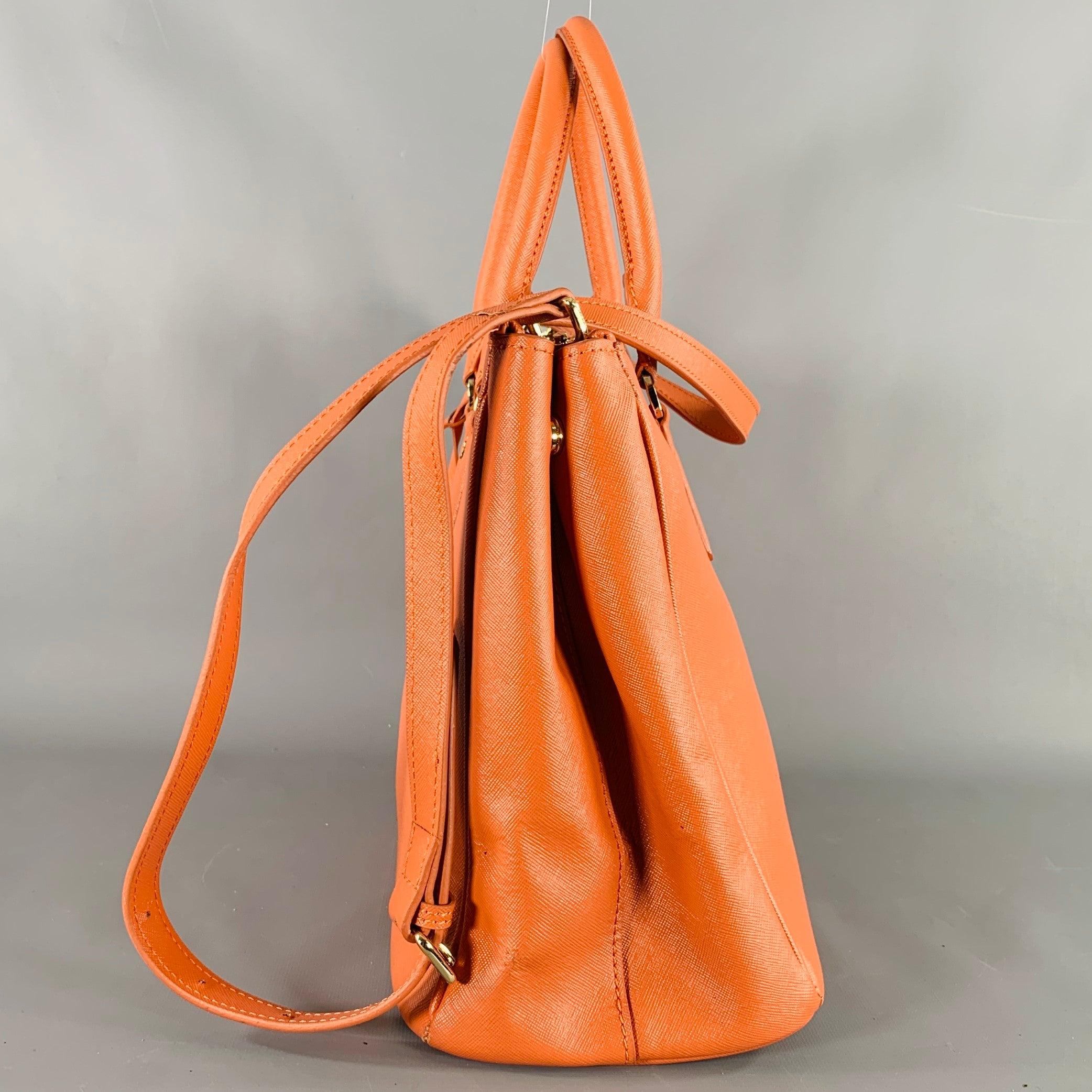 PRADA Galleria Orange Saffiano Leather Top Handles Handbag For Sale 1