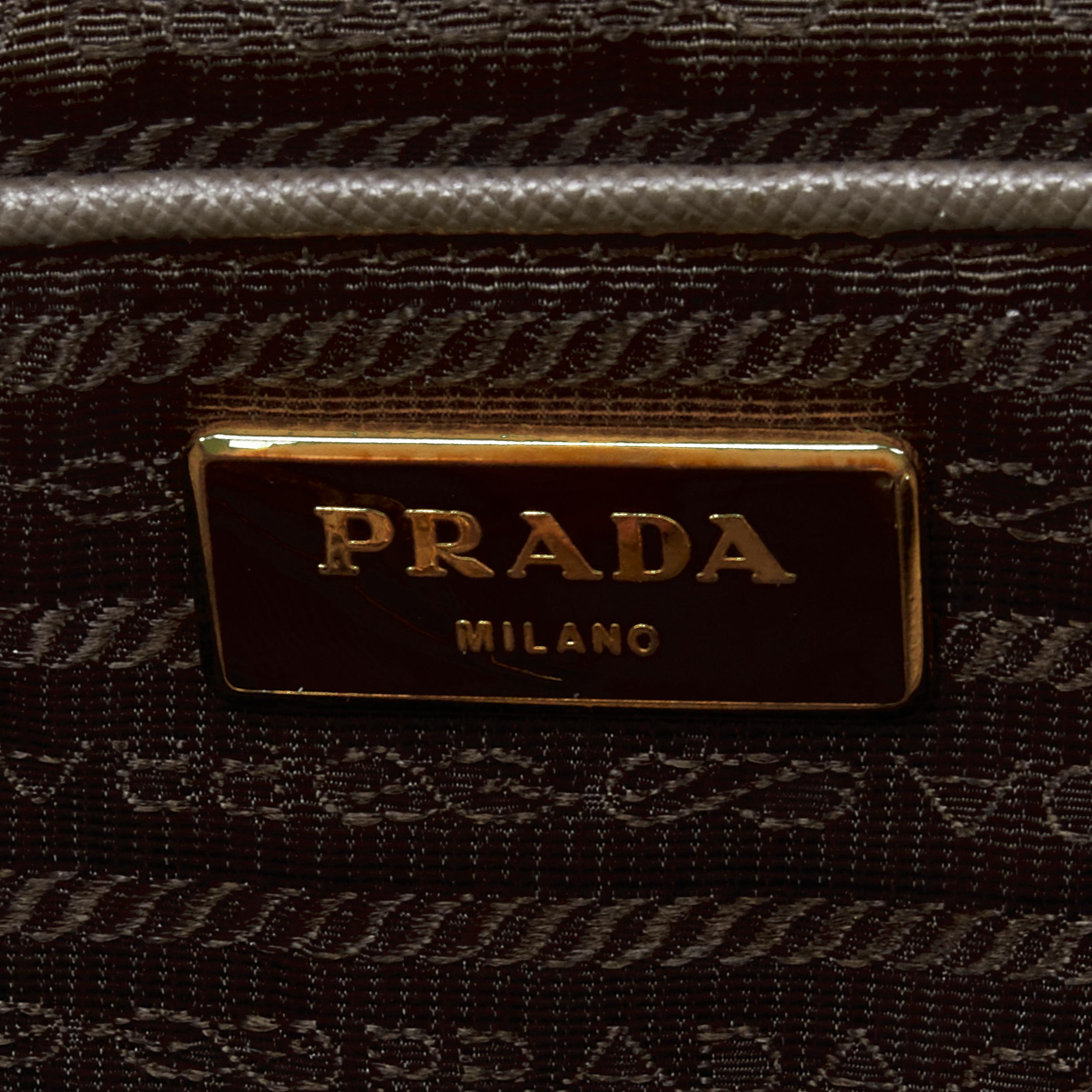 PRADA Galleria Saffiano elephant grey leather triangle logo satchel tote bag 5