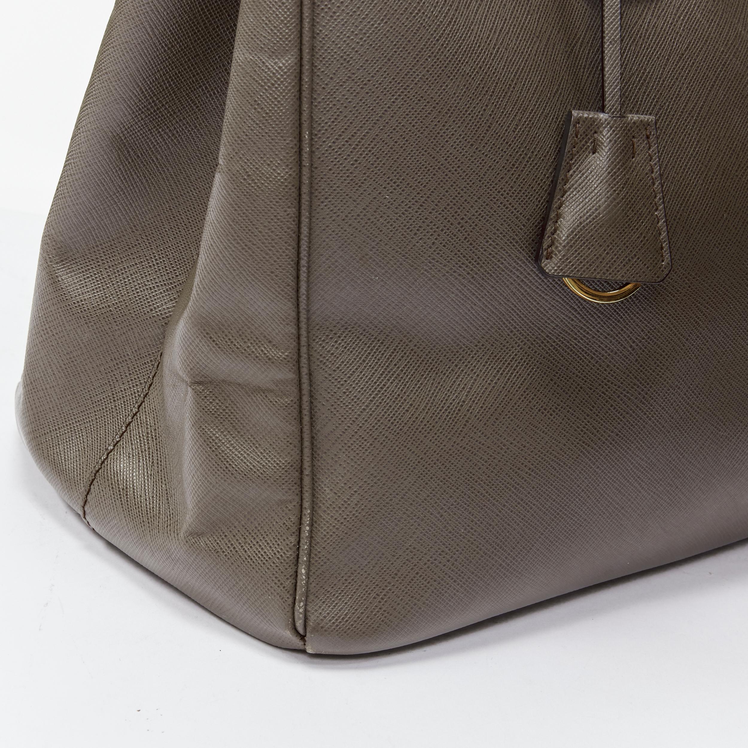 PRADA Galleria Saffiano elephant grey leather triangle logo satchel tote bag 2