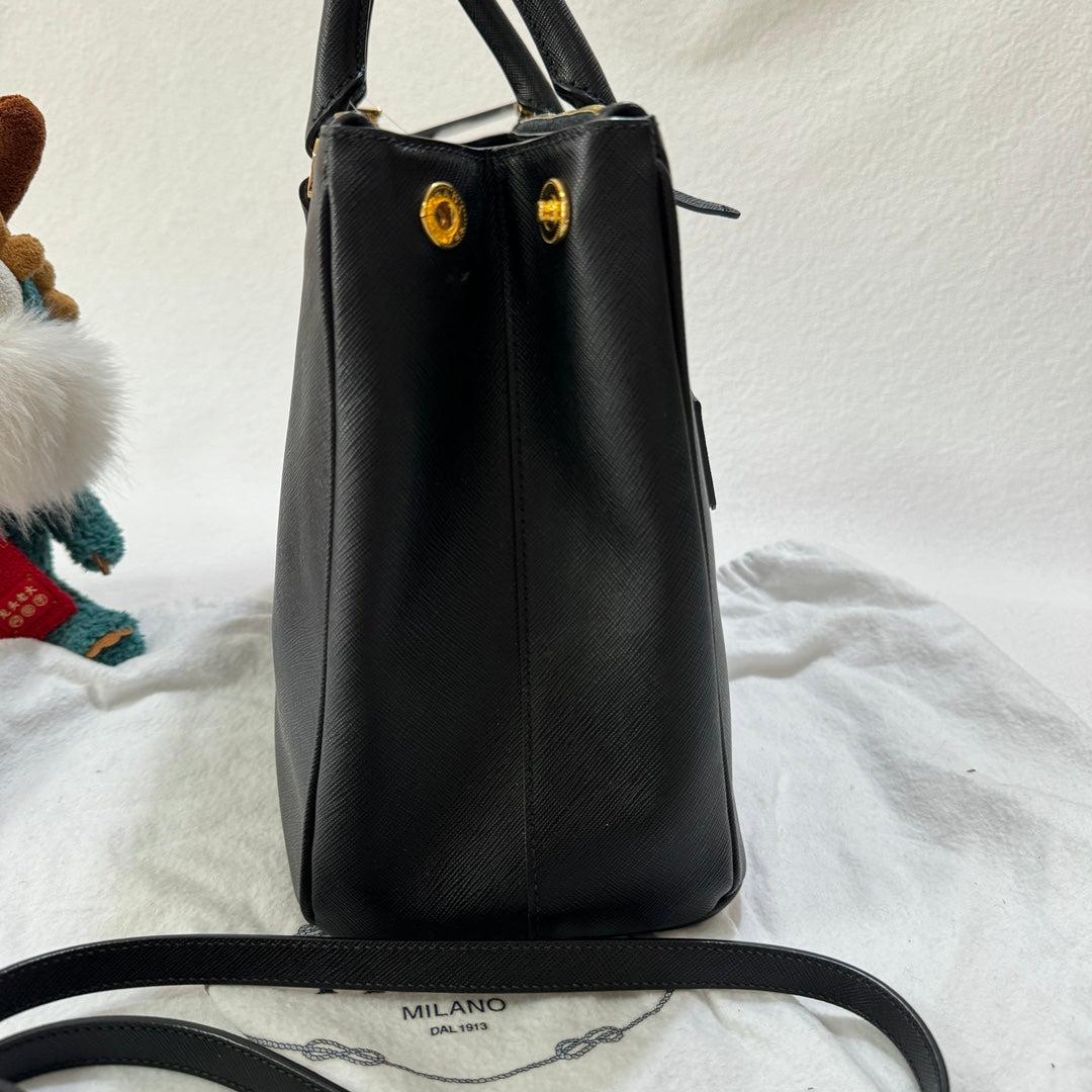 Prada Galleria Saffiano Leather Medium Black Handbag 33cm 2