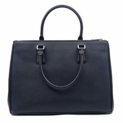 Prada Galleria Saffiano Lux Baltico Leather Silver Hardware Medium Tote Bag