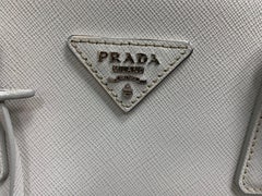 Prada Galleria Saffiano Small Leather Bag in White (Talco) 1BA863 F0N13