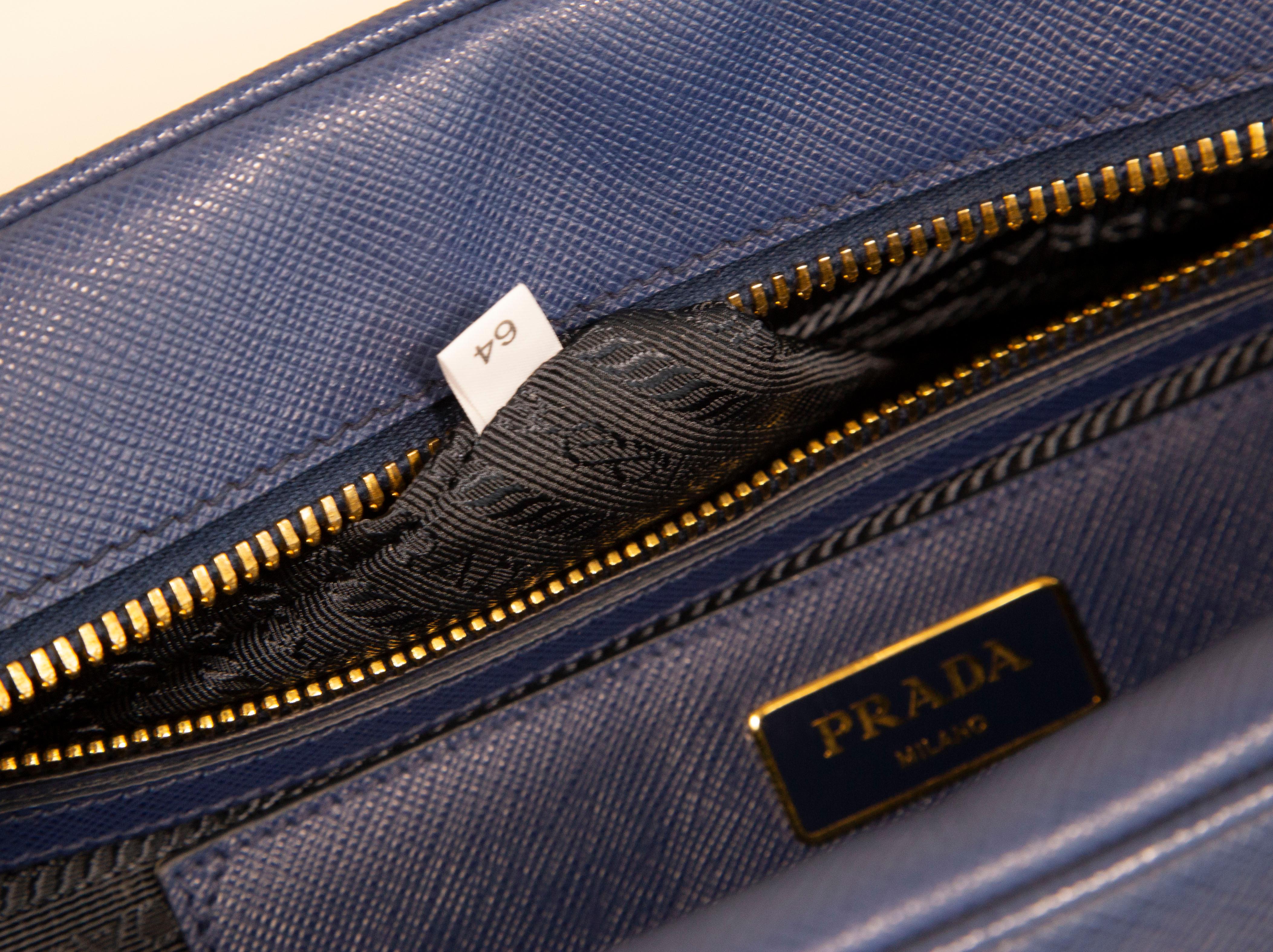  Prada Galleria Two Way Bag in Blue Saffiano Leather 16