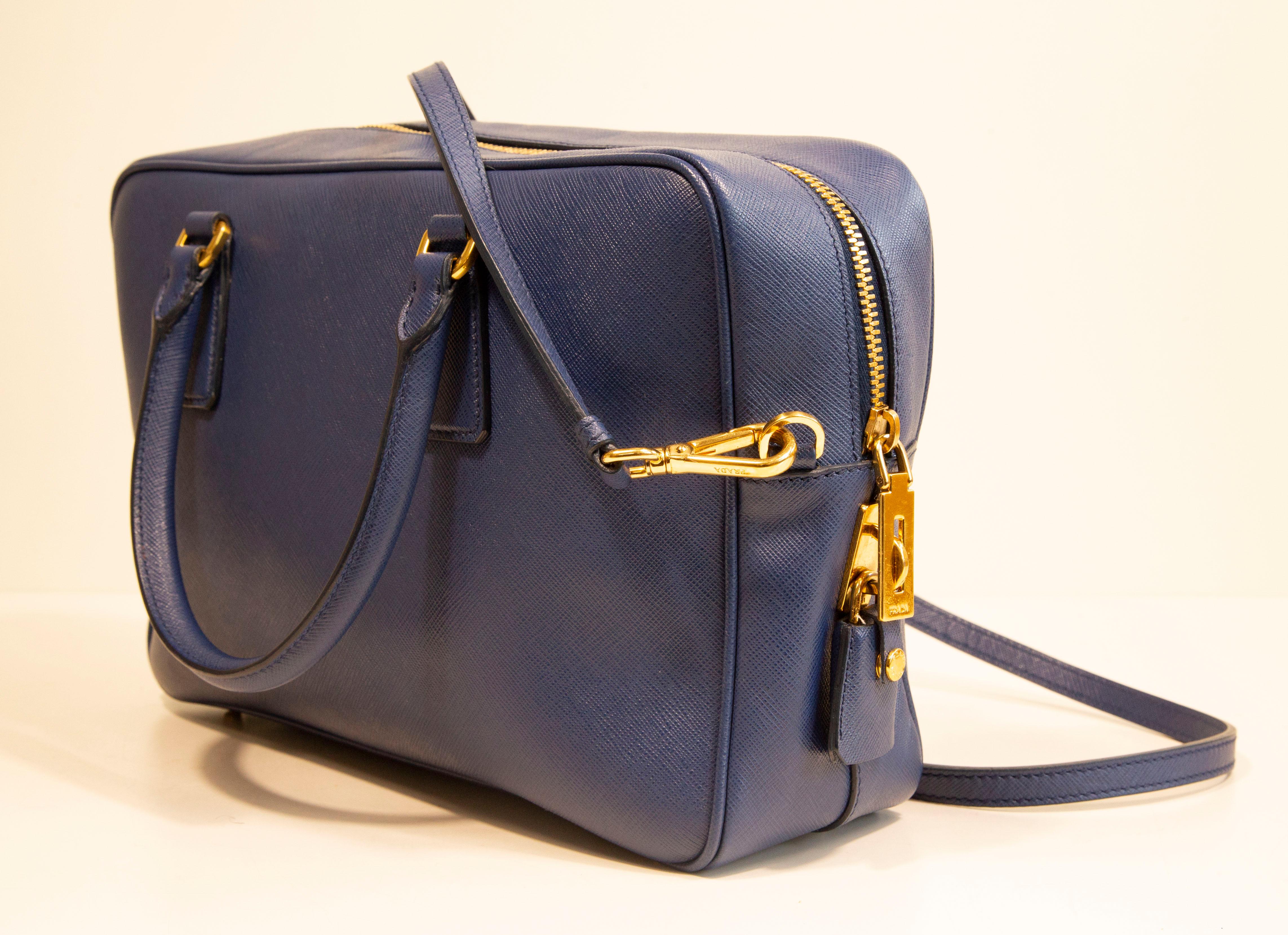  Prada Galleria Two Way Bag in Blue Saffiano Leather 1