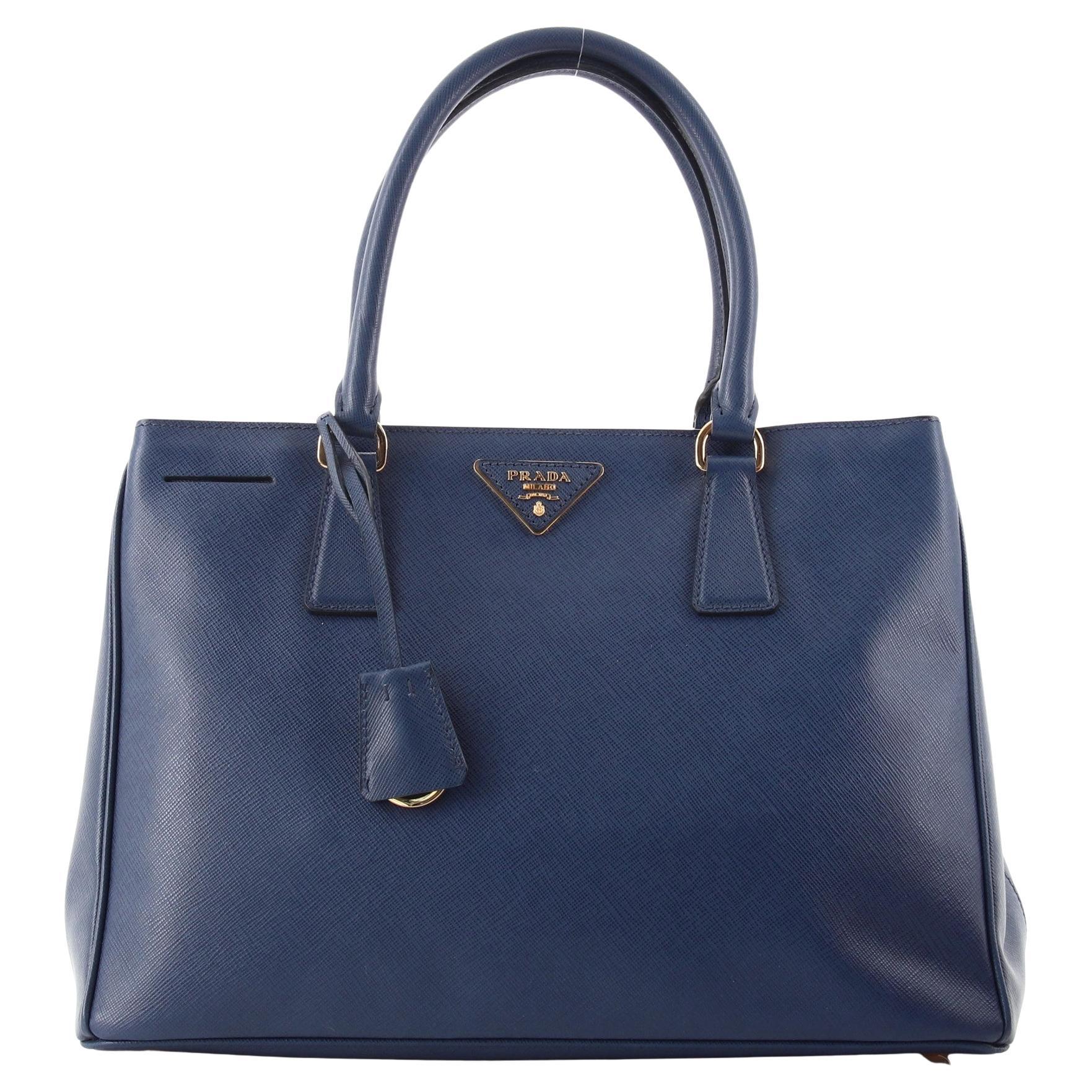 Prada Cuir Covered Strap Double Tote Saffiano Leather Medium at 1stDibs