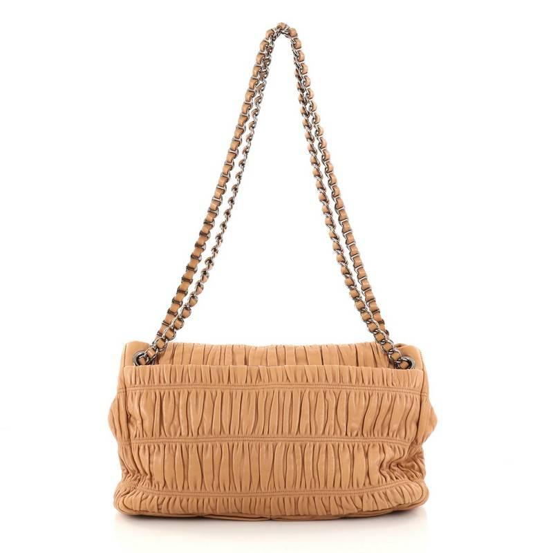 Prada Gaufre Chain Flap Shoulder Bag Nappa Leather Medium In Good Condition In NY, NY