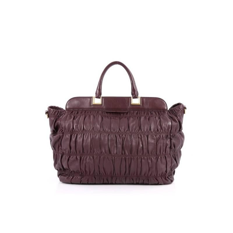 Black Prada Gaufre Convertible Frame Bag Nappa Leather Large