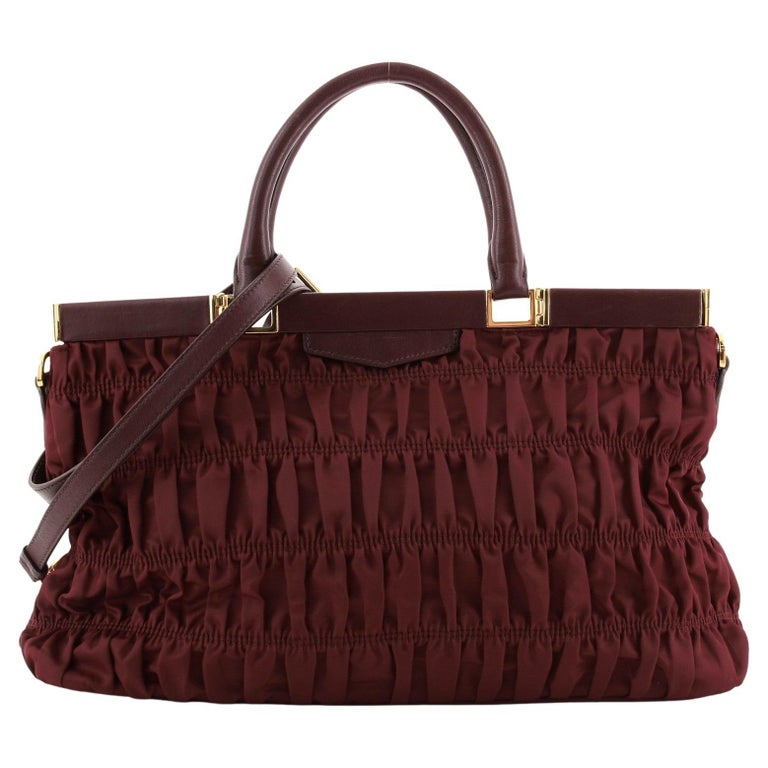 Prada Gaufre Convertible Frame Bag Tessuto and Nappa Leather Medium at