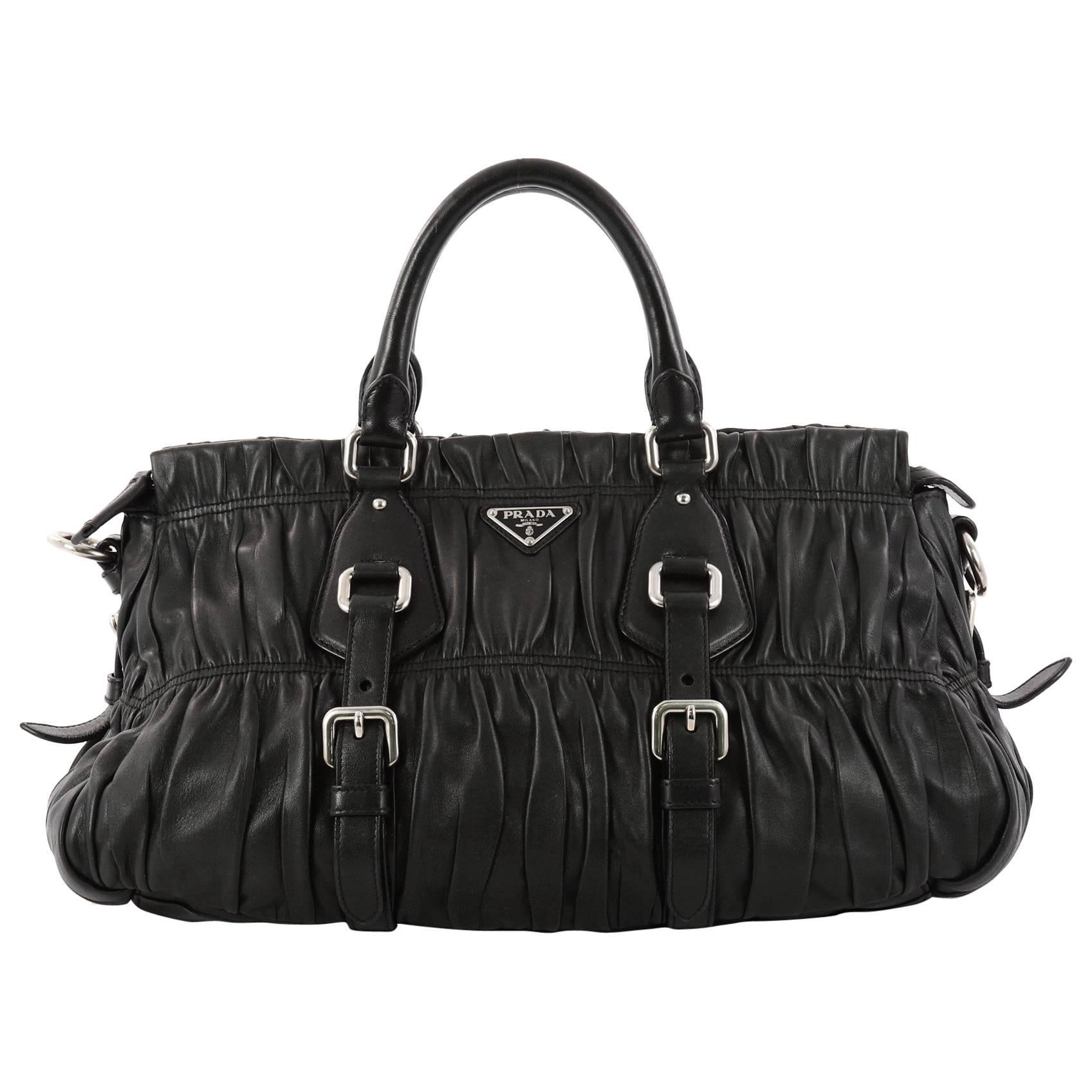 Prada Gaufre Convertible Satchel Nappa Leather Large