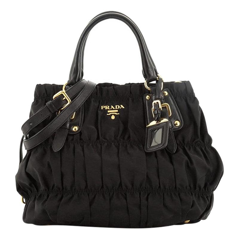 Prada  Gaufre Convertible Satchel Tessuto with Leather Medium