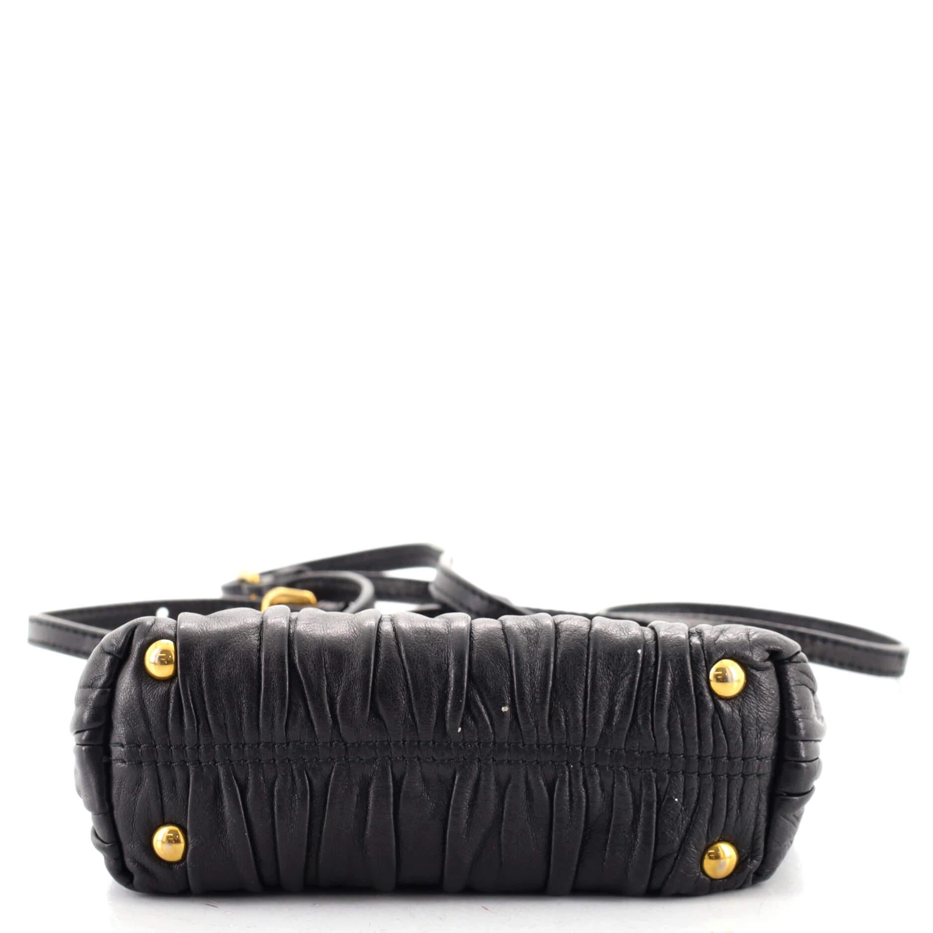 Black Prada Gaufre Convertible Tote Nappa Leather Mini