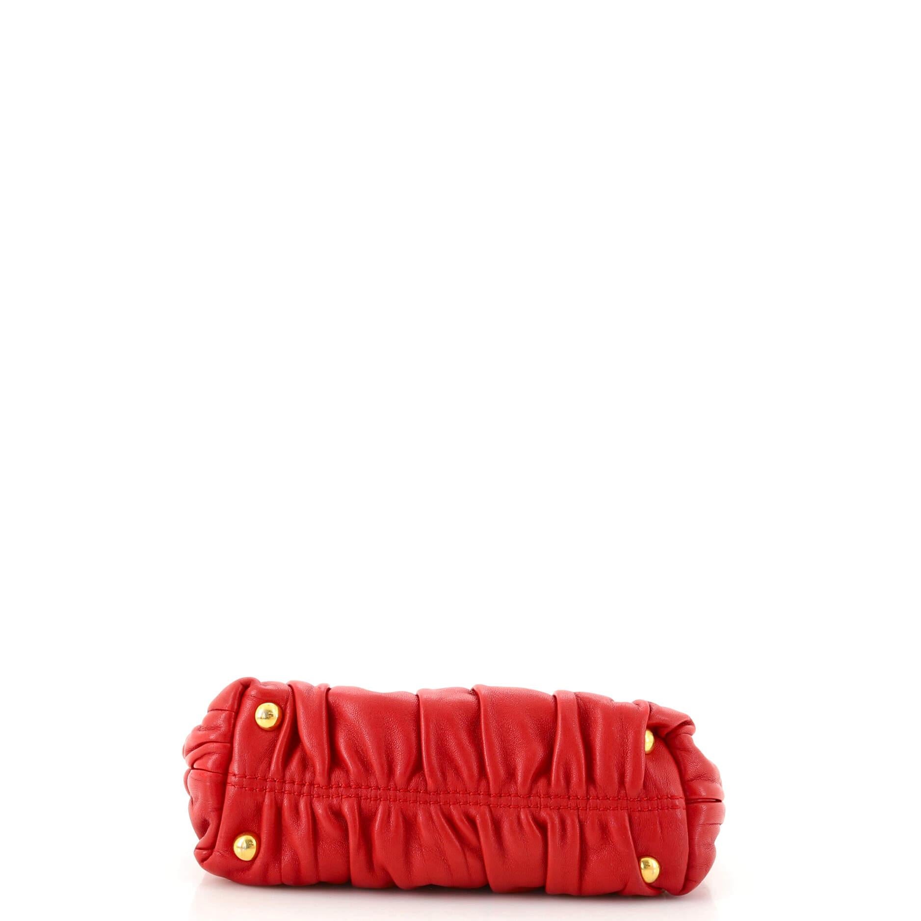 Red Prada Gaufre Convertible Tote Nappa Leather Mini