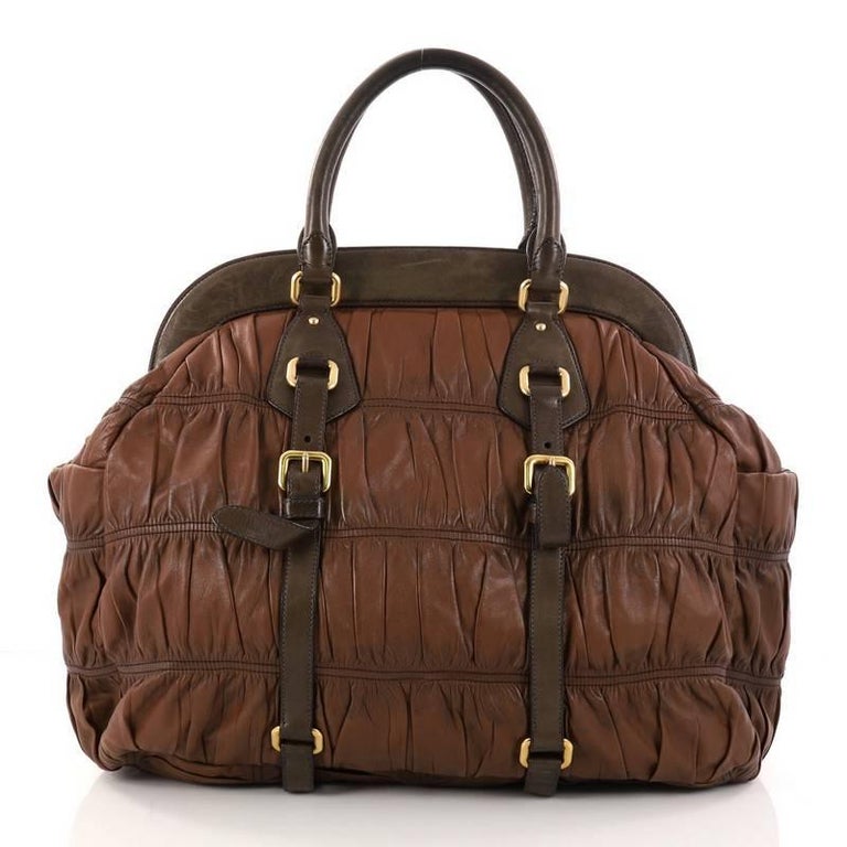 Prada Gaufre Frame Bag Na Leather Large For At 1stdibs Prada Gaufre Frame Bag Na Leather Large In Good Condition For New York