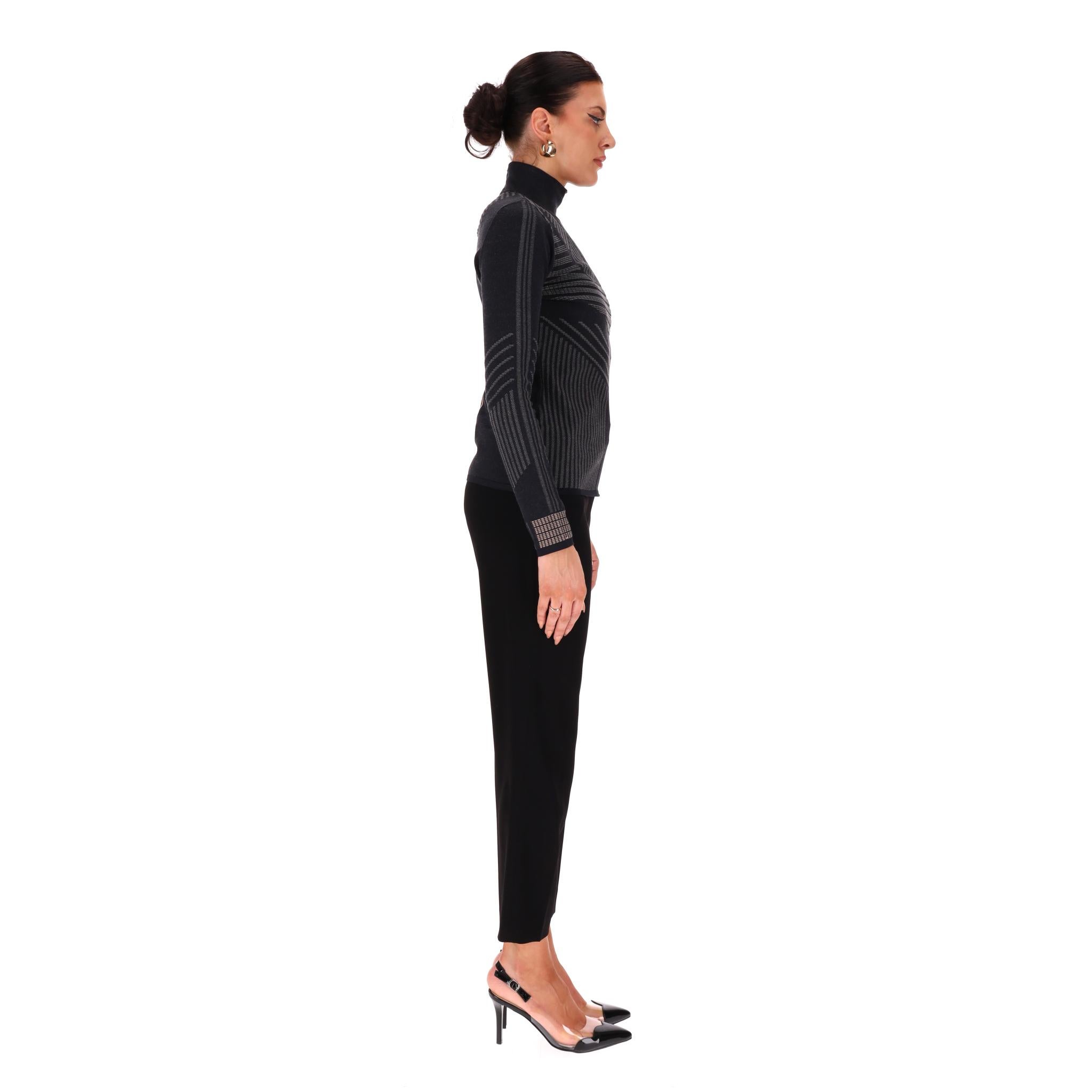 Black Prada Geometric-Pattern Turtleneck Fitted Top For Sale