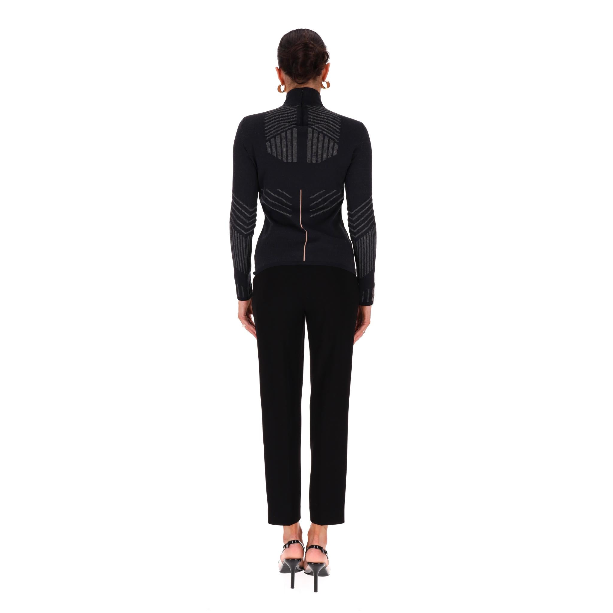 Prada Geometric-Pattern Turtleneck Fitted Top In Excellent Condition For Sale In London, GB