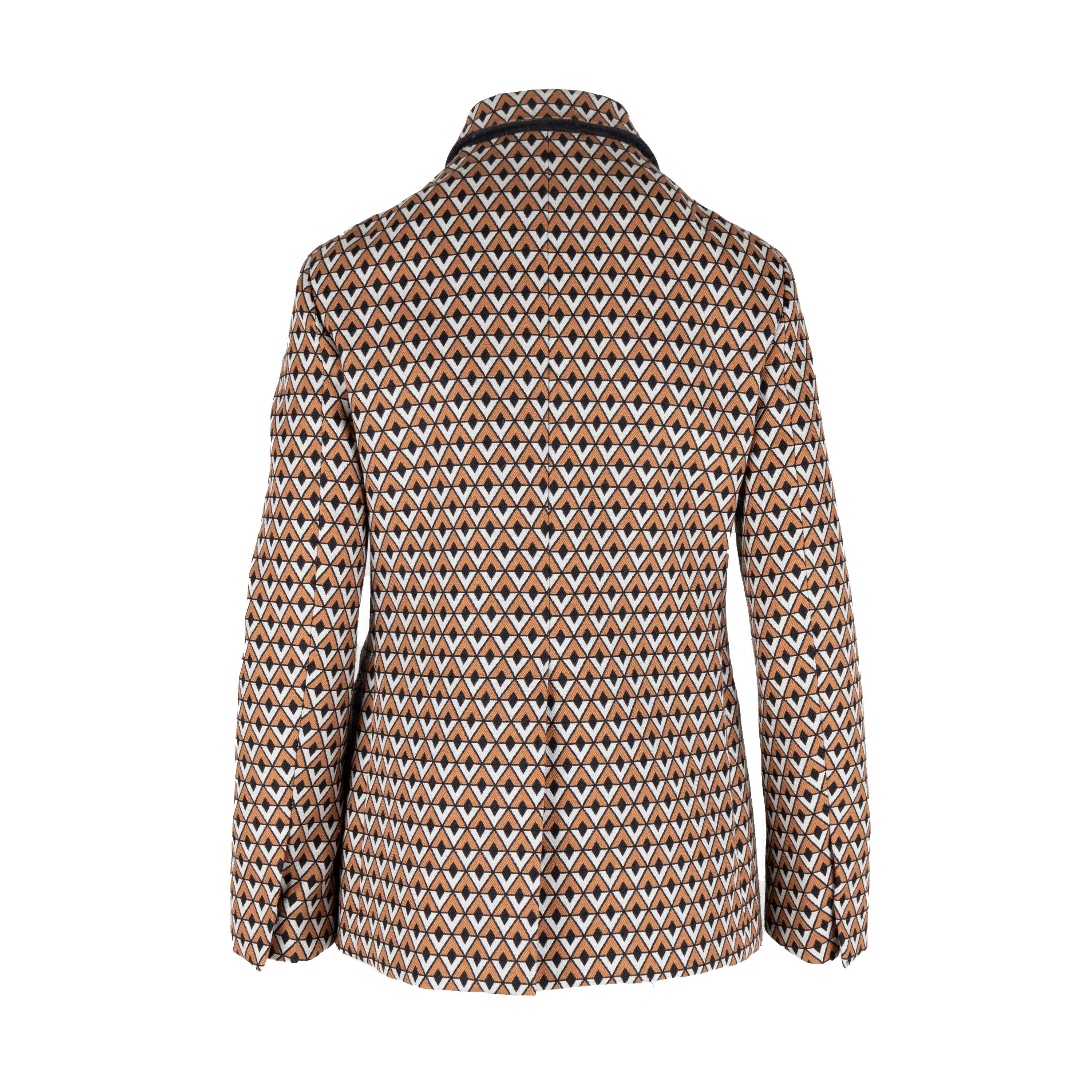 Noir Veste croisée Prada à imprimé géométrique - années 10 en vente
