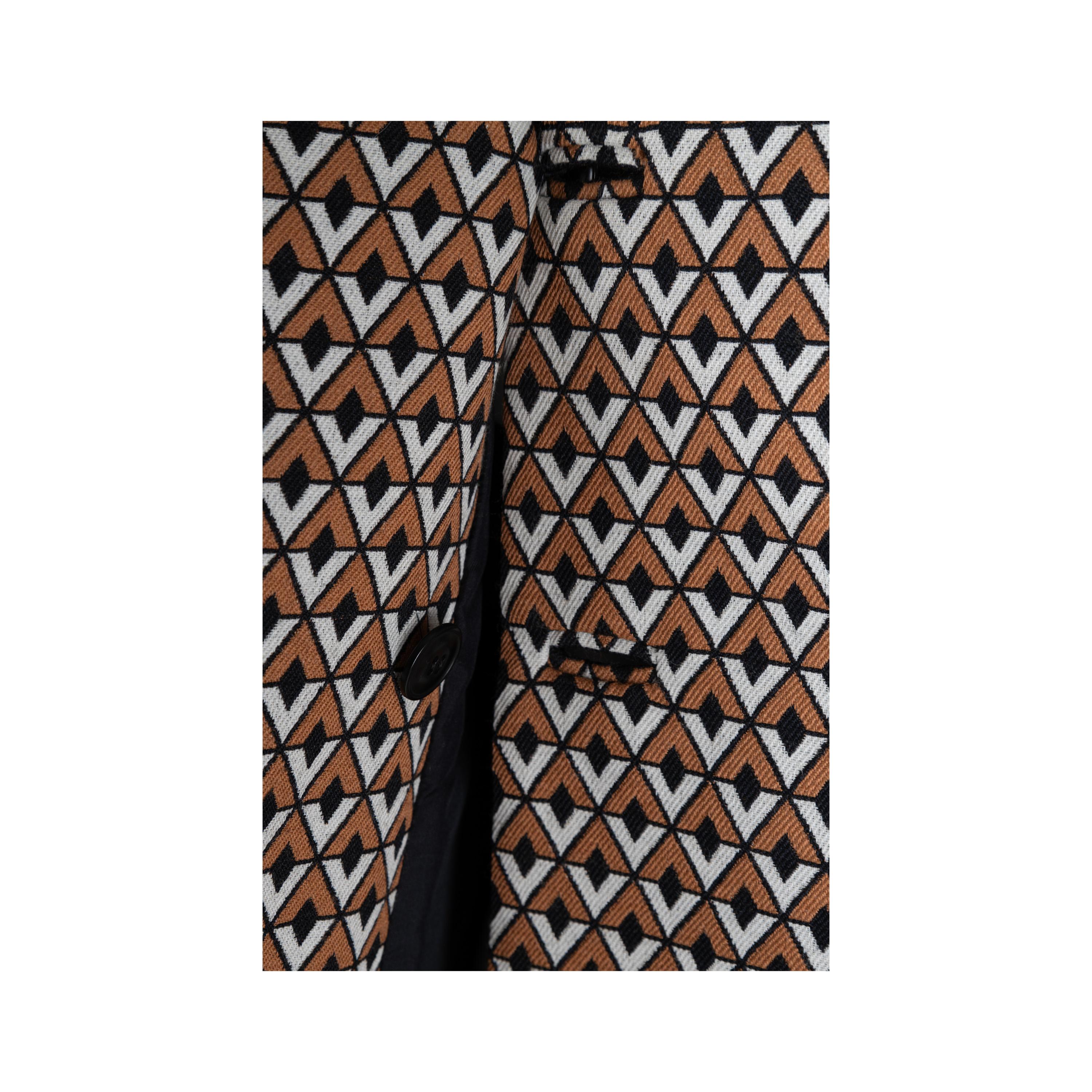 Prada Geometric Print Double Breasted Jacket For Sale 2