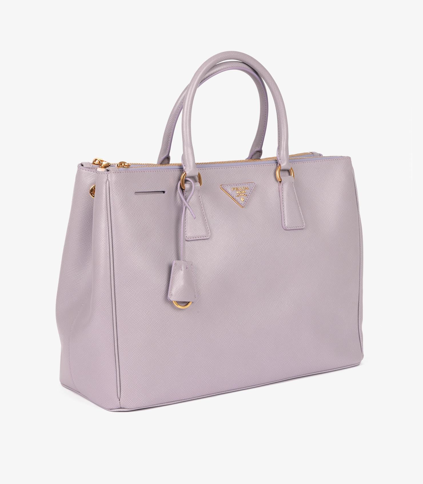 Gray Prada Glicine Saffiano Lux Leather Special Order Large Galleria Tote For Sale
