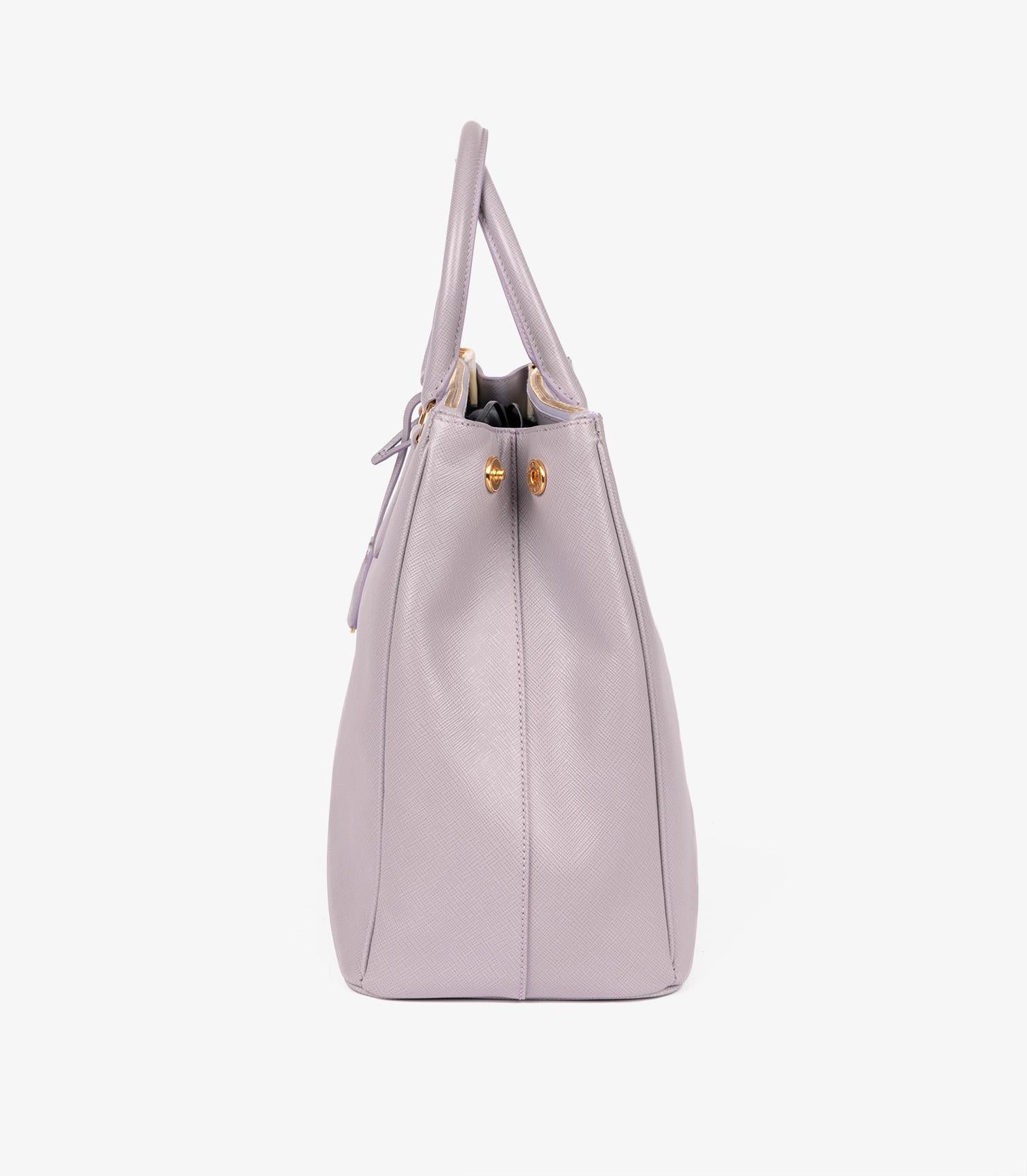 Prada Glicine Saffiano Lux Leather Special Order Large Galleria Tote In Excellent Condition For Sale In Bishop's Stortford, Hertfordshire