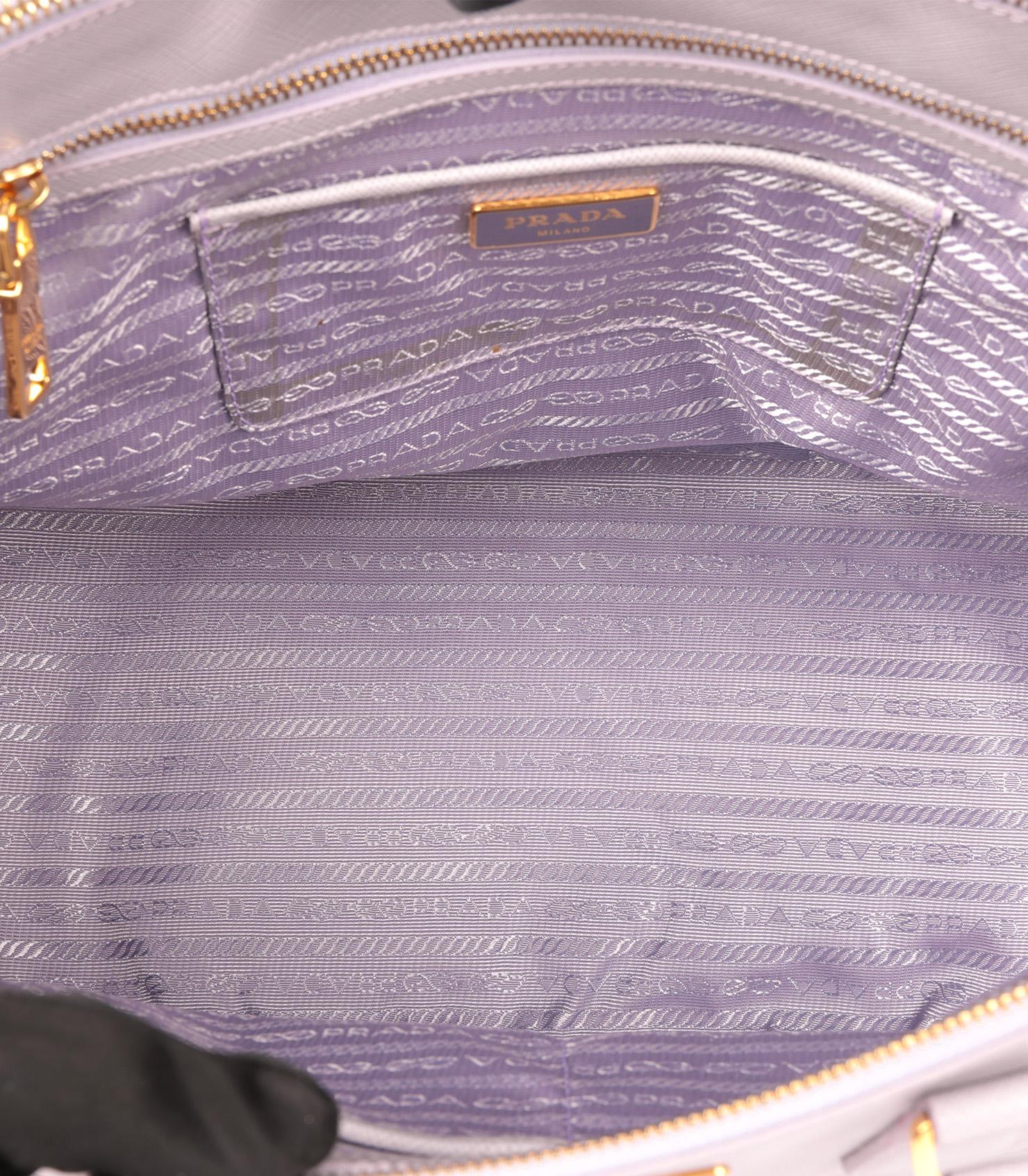 Prada Glicine Saffiano Lux Leather Special Order Large Galleria Tote For Sale 4