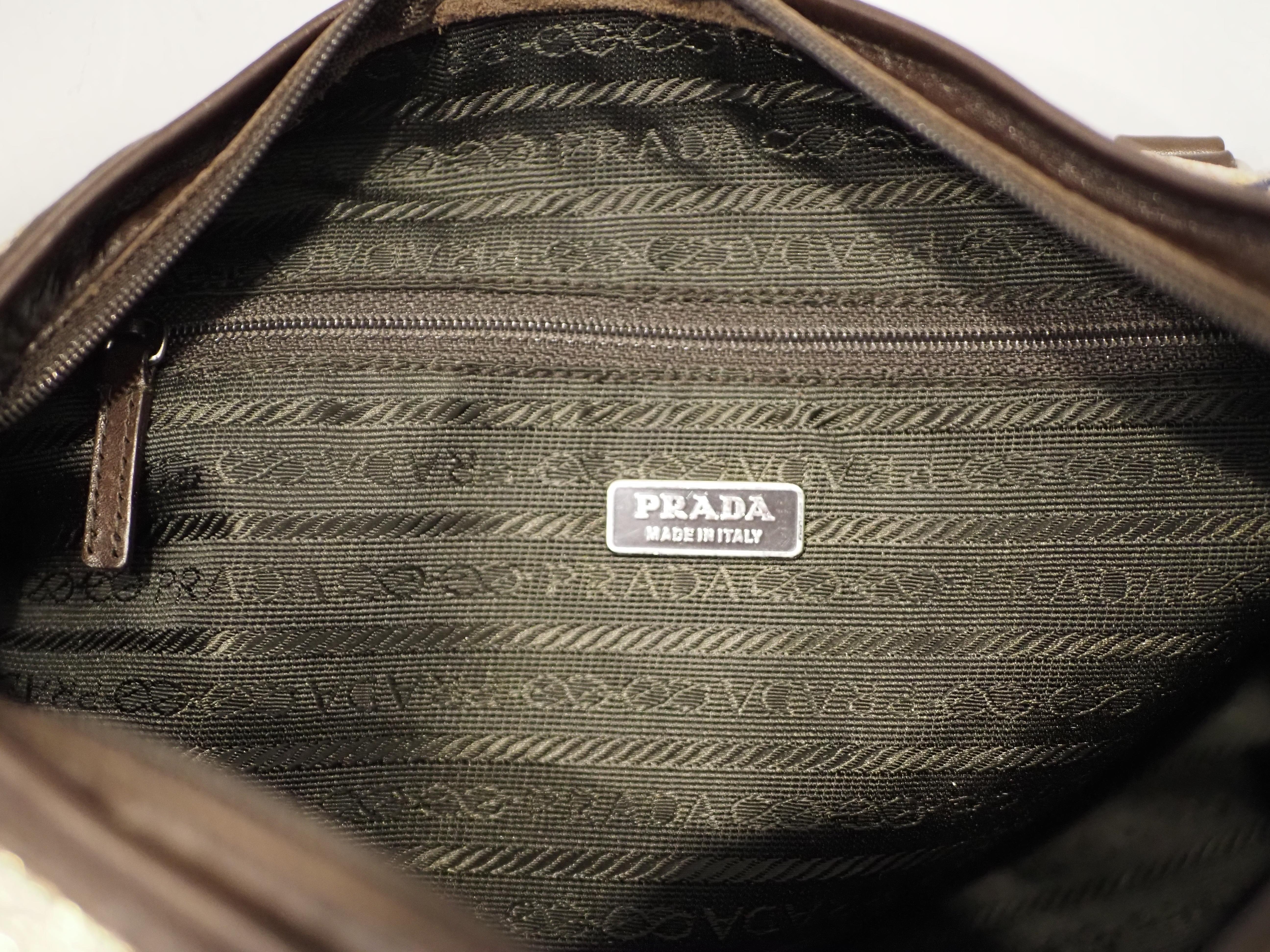Prada gold and brown brocade handle bag For Sale 4