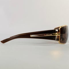 PRADA Gold Schwarz Metall Schild Sonnenbrille