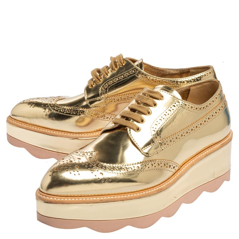 Prada gold platform shoes clearance
