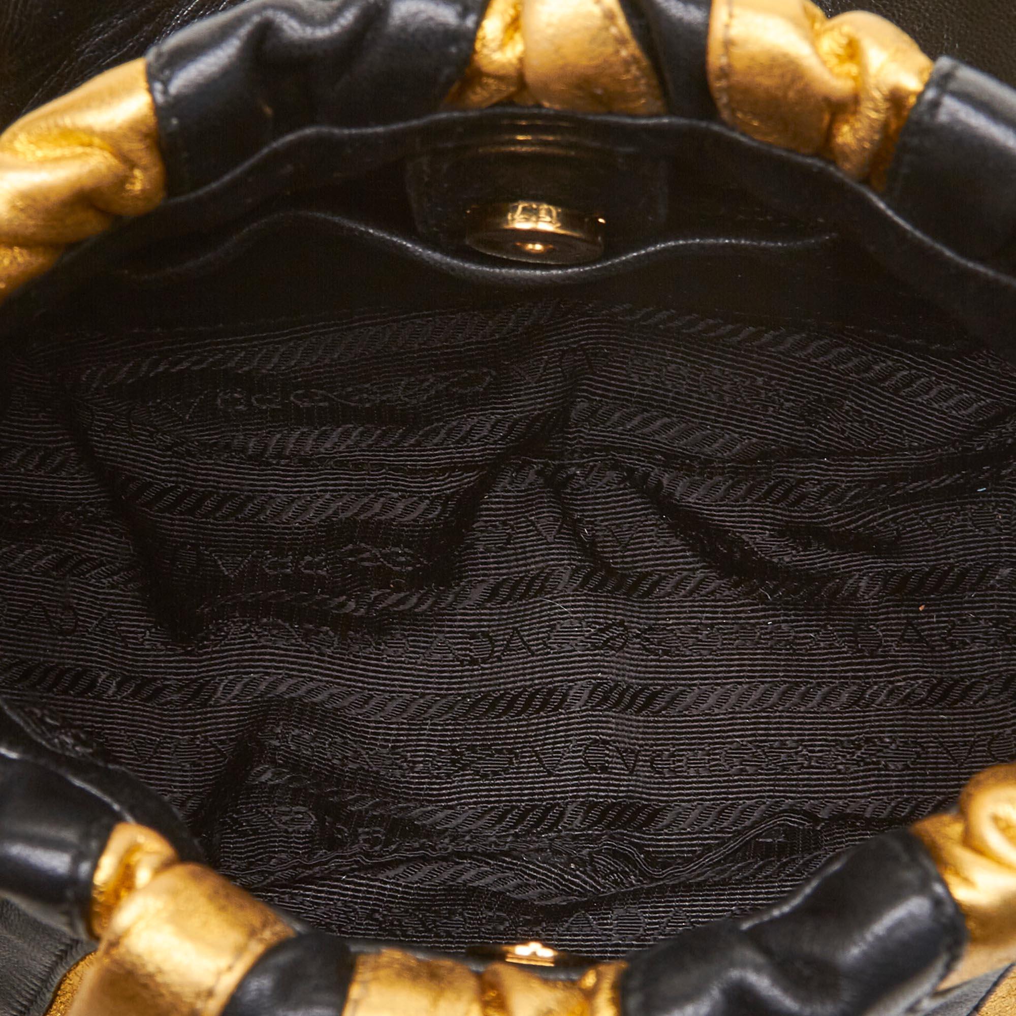 Women's Prada Gold Gathered Leather Shoulder Bag For Sale