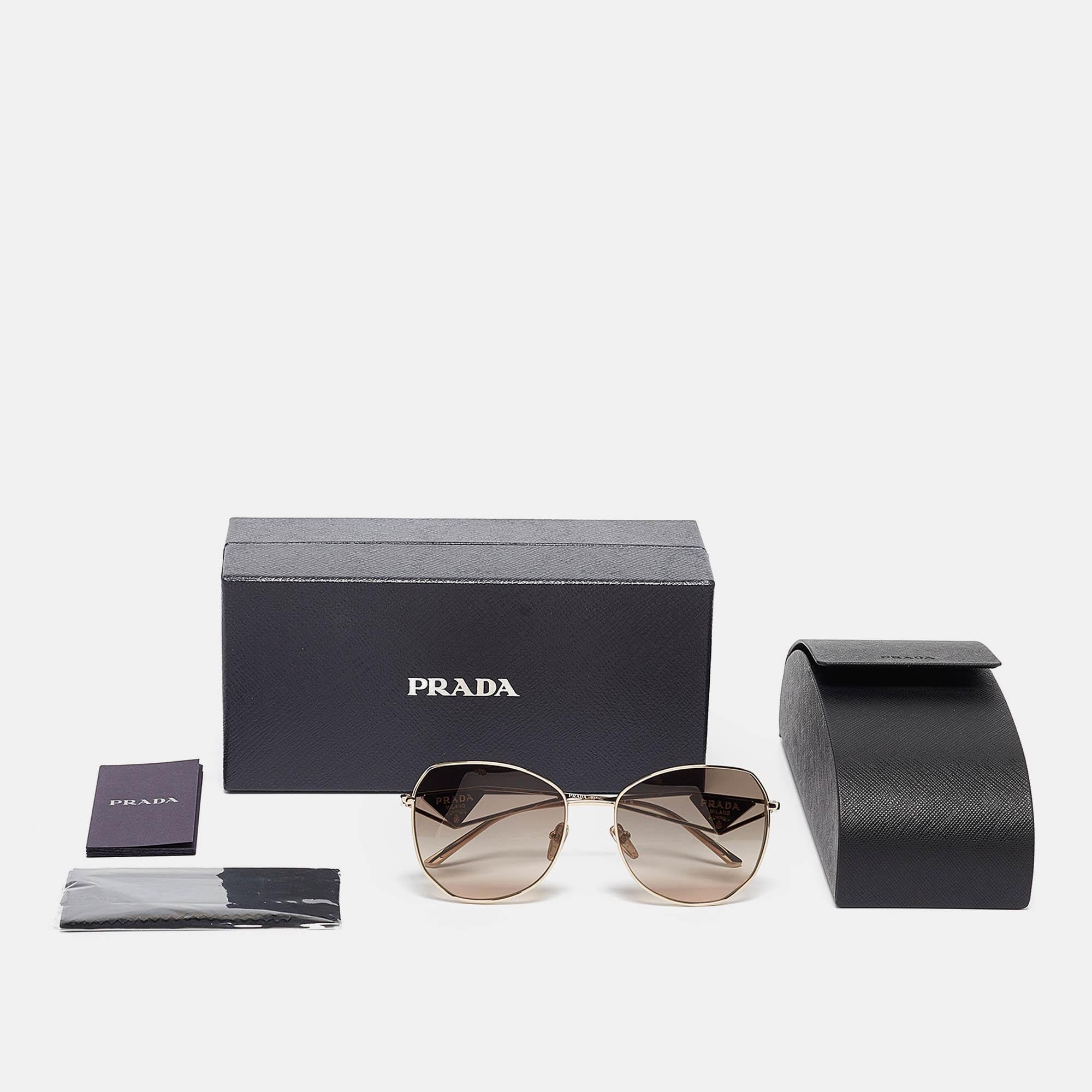 Prada Gold Gradient SPR57Y Logo Square Sunglasses In Excellent Condition In Dubai, Al Qouz 2
