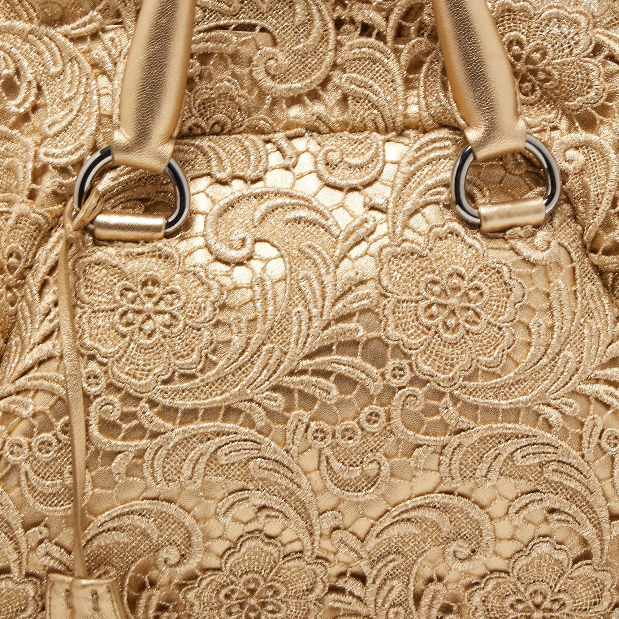 Prada Gold Lace Pizzo S Bowler Bag 11