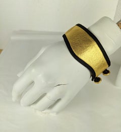 Prada Gold Leather and Suede Cuff Bracelets