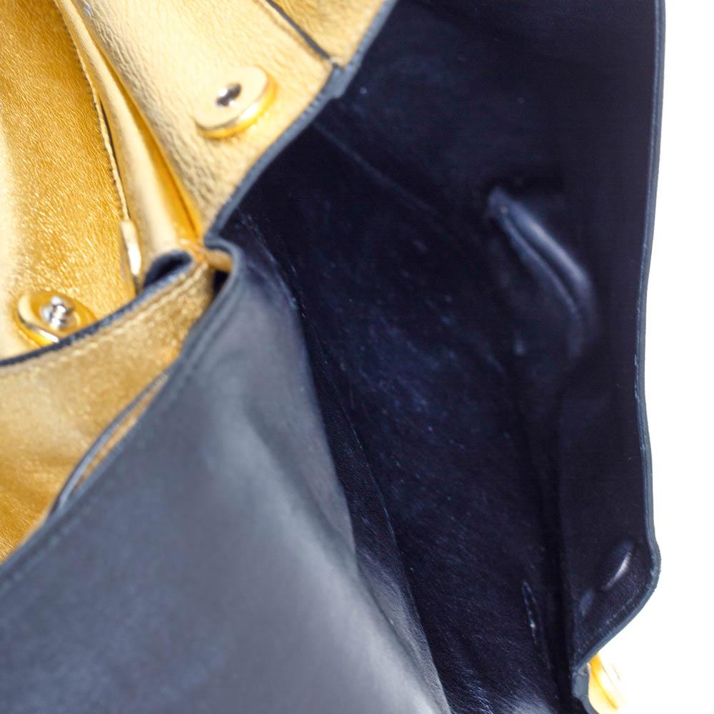 Prada Gold Leather Double Flap Turn Lock Shoulder Bag 2