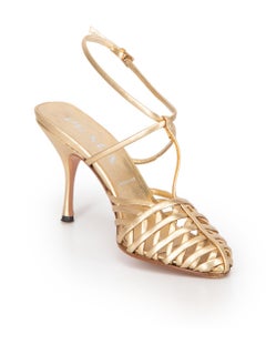 Prada Gold Leather Strappy Heels Size IT 36