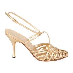 Prada Gold Leather Strappy Heels Size IT 36