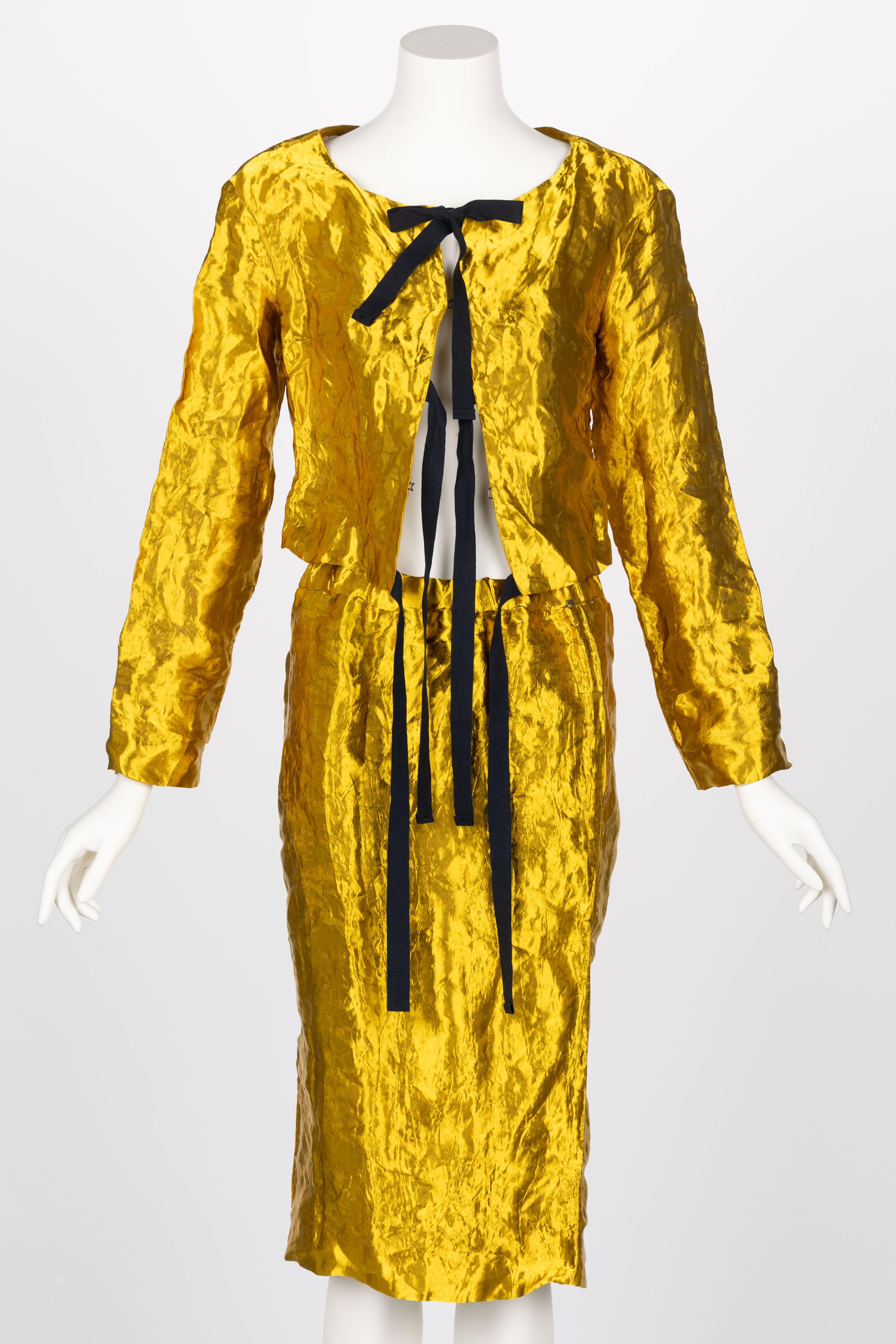 Or Prada Gold Metal Jacket Top & Skirt Set Spring 2009 en vente